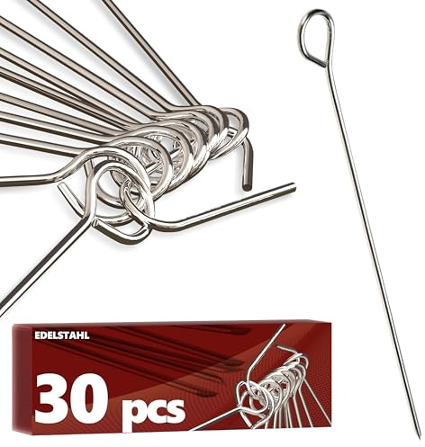 Rouladennadeln - 30er Set, Edelstahl - Made in Germany 10 cm Rouladenspieße mit Clip – rostfrei, stabil für einfach leckere Rouladen