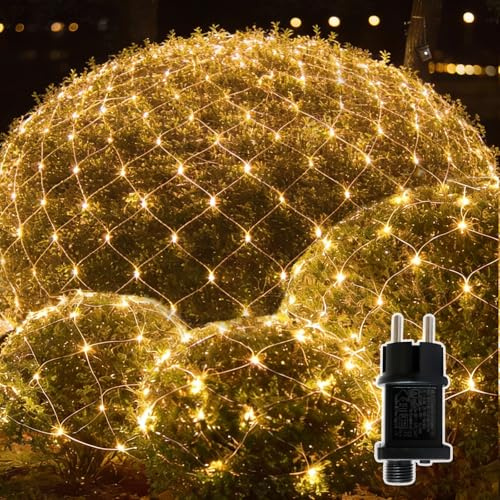 Leisure world 3m x 3m Netzlichter, 270 LED Warmweiße Lichterkette mit Timer für Büsche, Garten, Pavillon, Weihnachtsbaum & Außendekoration (8 Modi, wasserdicht)