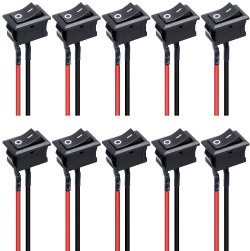 Taiss/ 10 stücke Kippschalter Solder SPST ON/Off Mini Boot Wippschalter 2Pin Toggle SPST Schalter Snap mit Linien KCD1-X-F