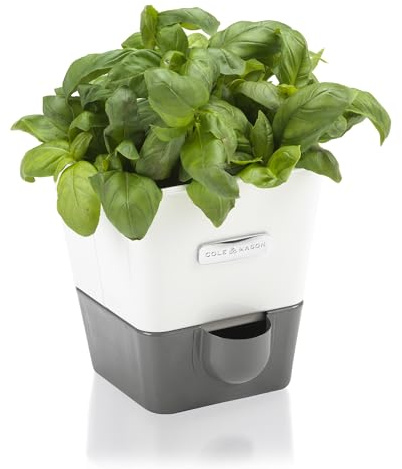 Cole & Mason Burwell Kräutertopf Selbstbewässernd, Kräutertopf Balkon/Kräutergarten für die Küche/Für Frische Küchenkräuter, Enthält 4 x Pads