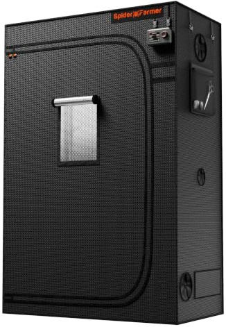 Spider Farmer Growzelt 120x60x180cm, Grow Tent für Indoor-Pflanzenanbau | Kabeldurchführung, Controller-Halter, großes Sichtfenster, 1680D Oxford, Werkzeugtasche, abnehmbare Wanne für SF2000