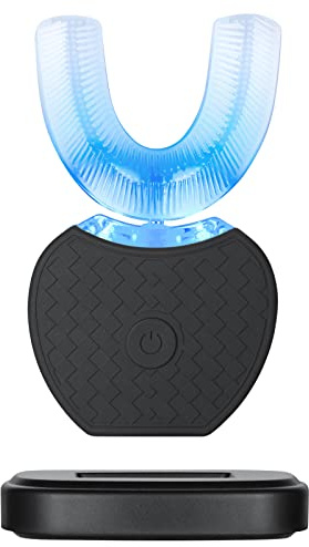 Ultraschall elektrische Zahnbürste,Elektrische Zahnbürste 360 ° Vollautomatisch Ultraschall Wasserdicht IPX7 AI Automatische -Speicherfunktion Blu-ray-Bleaching Kabelloses (schwarz)