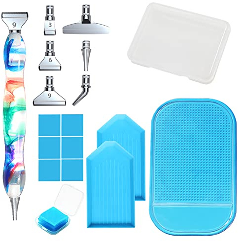 FRUHLING 5D DIY Diamond Painting Zubehör Kit, Schillernde Farben | Diamond Painting Stift mit Ersatz Stiftköpfen, Diamond Painting Drill Pen, Für Nagel Kunst DIY Malerei Basteln