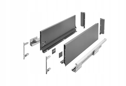 GTV Schubladensystem AXIS PRO - Schubkastengarnitur mit Vollauszug und Soft-Close - Länge 500 mm - Höhe 200 mm - Farbe Anthrazit