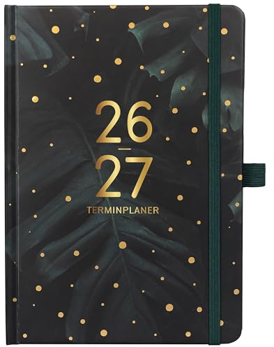 Terminplaner 2026 2027 - A5 Kalender 2026 2027 von August 2026 bis September 2027, Wochenplaner 26 27 mit Innentasche, Elastischer Verschluss, Terminkalender 26 27 Buchkalender,21.3 x 14.7cm