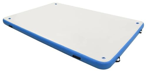 vidaXL Schwimmmatte Aufblasbar mit Pumpe Tasche Luftmatratze Wasserliege Wasserhängematte Poolliege Badeinsel Hängematte Blau Weiß 300x200x15cm