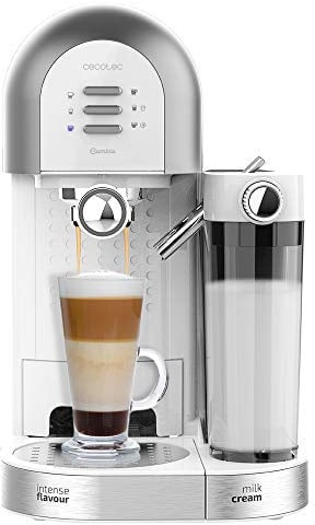 Cecotec Espressomaschine Instant-Ccino 20 Chic Bianca, 1470 W, 1,7 L Tank | 20-bar-Pumpe, für Kaffeepulver und Kapseln, InstantCappuccino, 700-ml-Milchtank, Custom Coffee, Thermoblock und Doppelauslauf