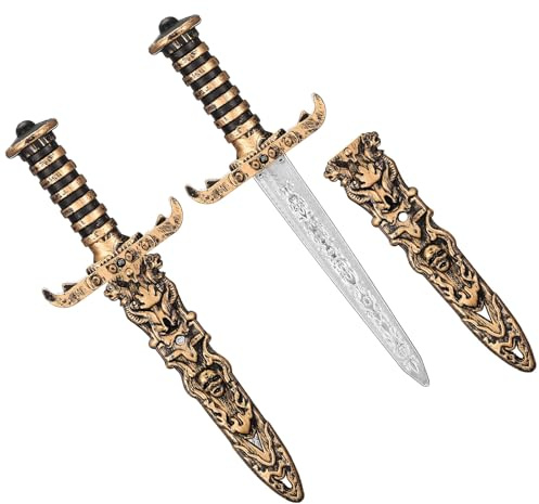 Harrycle 2 Stück Halloween Schwerter Piratensäbel Requisite Falsches Schwert Dolch Piratenschwert für Frauen Männer Halloween Plastikspielzeug für Cosplay Partygeschenke