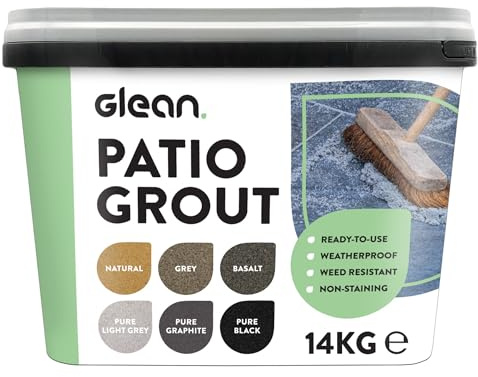GLEAN Terrassenfugenmörtel | GRAU | 15 kg - 20 m² Abdeckung | Fugenmörtel zum Einfegen | Für Terrassen & Pflastersteine | Selbsthärtend | Anwendung bei jedem Wetter | Gebrauchsfertig