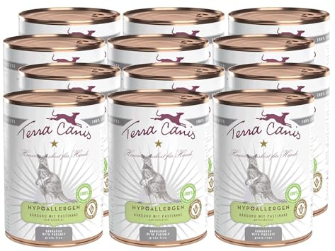 Terra Canis Känguru, Hypoallergen Nassfutter für Hunde, 12x400g | 100% Lebensmittelqualität aller Rohstoffe, nur eine tierische Proteinquelle, allergenarm, getreide- und glutenfrei
