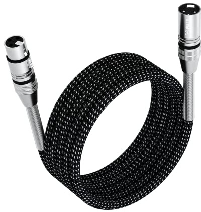 FIBBR XLR Kabel 2M, Mikrofonkabel Nylongeflecht XLR Stecker auf Buchse Strapazierfähiges Symmetrisches Mikrofonkabel Kompatibel mit Vorverstärkern/Lautsprechersystemen und Mehr