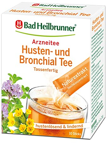 Bad Heilbrunner Husten- und Bronchial Tee im Stick, Tassenfertig, 3er Pack (3 x 10 Sticks)