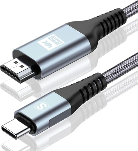 sweguard USB C auf HDMI Kabel 4K 2M,USB Typ C zu HDMI UHD Kabel Geflochten Thunderbolt 5/4 Adapter Kompatibel für iPhone 17 16 15 Pro Max,MacBook Pro/Air,iMac,iPad,Samsung S26 S25 S24 to S20,Dell etc