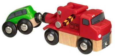 BRIO Abschleppwagen mit Auto (33528) - Holzspielzeug für Kinder ab 3 Jahren, Rot/Braun/Schwarz