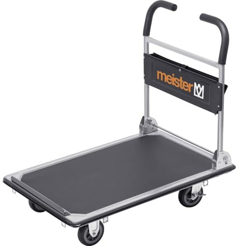 Meister Plattformwagen cut-off - Klappbar - Bis 300 kg Tragkraft - Feststellbremse / Transporthilfe mit Lenkrollen / Paketwagen mit Antirutsch-Beschichtung / Klappwagen aus Stahl / 8985630