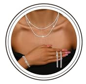 Meteorstarry Schmuck Set Damen, 3 Paar Silber Ohrringe 925+Silberkette Ohne Anhänger+Armreif Silberschmuck Brautschmuck Set Jewellery Schmuckset Hochzeitstag Damenschmuck Geschenke für Frauen