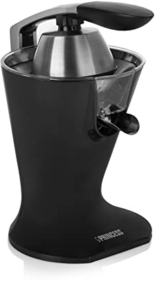 Princess Citrus Juicer – Zitruspresse mit 2 Presskegeln – Edelstahl-Fruchtfleischfilter– Schwarz – 201857