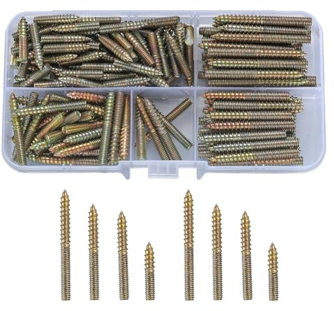 200 Stück M4 Stockschrauben, M4x20/30/35/40mm Schraubstifte, Doppelkopfschrauben, Selbstschneidende Holzschraube, Kohlenstoffstahl Doppelkopf Schrauben für Holzverbindung Möbelbeine