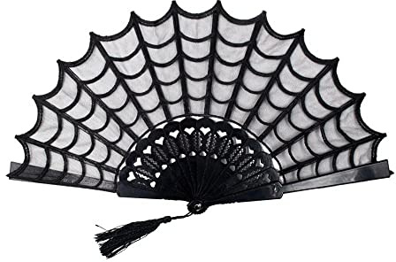 kreepsville 666 Handfächer Spinnennetz Spitze Jakobsmuschel Gothic Handfächer Vintage Alternative