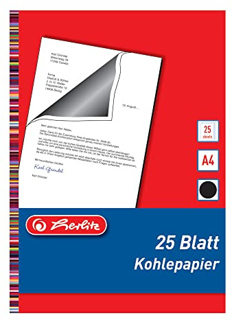herlitz Kohlepapier, Durchschlagpapier, Format A4, 25 Blatt, schwarz, für Schreibmaschinendurchschläge