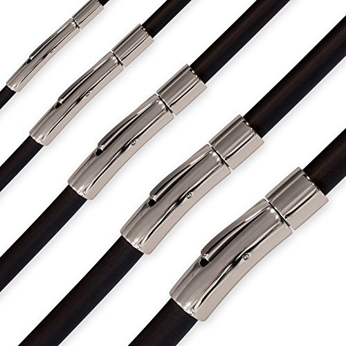 Fly Style Kautschuk-Kette oder Armband - Schwarze Halskette mit Edelstahl-Verschluß, Längen:ca. 50.0 cm, Stärke:3 mm