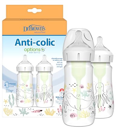 Dr. Brown's Anti-Colic Weithals-Flasche, 270 ml, Ozean, 2 Stück