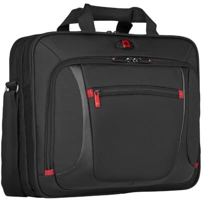 WENGER Sensor Aktentasche, Laptop-Tasche zum Umhängen, Notebook bis 15 Zoll, 9 l, Damen Herren, Büro Business Uni Schule, Schwarz/Grau, 600643