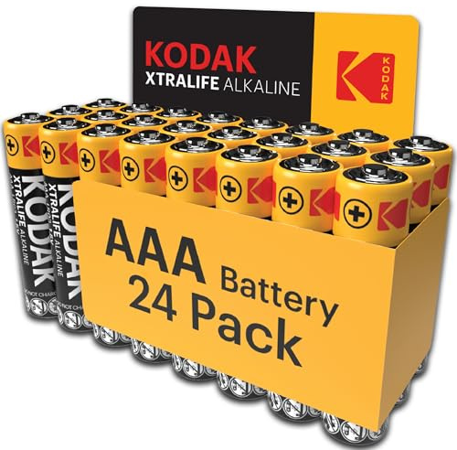 KODAK AAA Alkali Batterien 1,5V (24 Stück) Hochleistungsbatterien Bis Zu 109% längere Lebensdauer, 10 Jahre lagerfähig