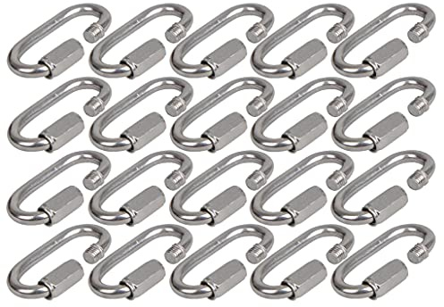 20er Pack Schraubglied Kettenschnellverschluß Kettennotglied Karabiner mit Schraubverschluss 4mm