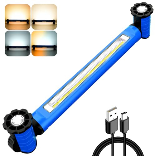 MEIHUA Arbeitsleuchte 3000LM 3 Helligkeiten 2700K 4000K 6500K LED Werkstattlampe Mit Magnet und Haken LED Akku Strahler Wiederaufladbare Baustrahler Camping, Garage, Baustelle, Werkstatt, Notfall
