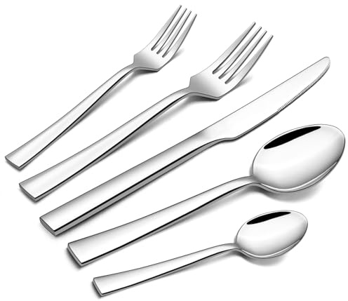 Homikit Besteck Set 12 Personen, 60-teilig Edelstahl Poliert Besteckset | Elegantes Essbesteck mit Messer Gabel Löffel, Tafelbesteck für Hause Küche Restaurant, Gesund, Spülmaschinenfest
