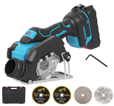 Akku Mini Kreissäge für Makita 18V Batterie, Bürstenlos mit 4 Sägeblätter, Schnitttiefe 22mm, für Holz und Kunststoff (Ohne Akku)
