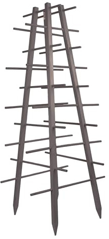 UNUS Rankturm Pyramide aus Holz, 143,5 cm hoch, grau | Wetterfeste Pflanzenstütze für Kletterpflanzen, Garten & Gewächshaus, einfache Montage