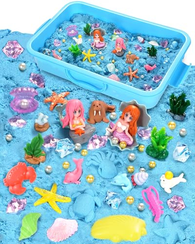 Velozenithize Magic Sand Set, Zaubersand Set Enthält 1 kg hochwertigen blauen weltraumsand, Geeignet für Kindergeburtstage, Weihnachten usw