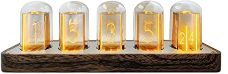 Lonyiabbi Nixie Röhrenuhr, elektronisch, LED-Leuchten, Mulation, Retro, moderner Holzwecker, USB-betrieben, Heimdekoration, Geschenk