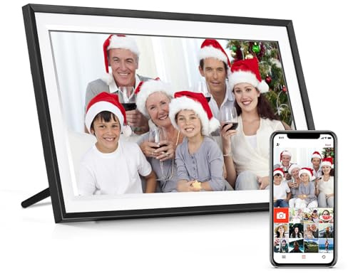 Camnoon Digitaler Bilderrahmen WLAN 15,6 Zoll Touchscreen Elektronischer Bilderrahmen Auto-Rotate, Wandmontierbar, Fotos und Videos über APP Frameo für Eltern/Ehepaare/Freunde/Familie