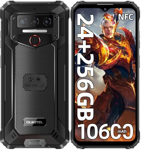 OUKITEL WP23 Plus Téléphone Portable Incassable 2025-24GO RAM+256GO ROM/1TO, Smartphone Incassable Batterie 10600mAh, Écran 6.52, Android 14 Telephone de Chantier Dual SIM/13MP/NFC/OTG/GPS - Noir