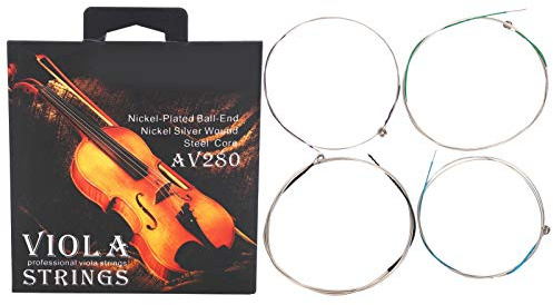 Professionelles Bratschensaiten-Set, universelles komplettes Set, Stahlkern, Neusilberlegierung, umsponnen mit, für Bratschen von 14 bis 16 Zoll, 4 Stück, Silber