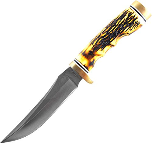 Schrade Unisex Erwachsene SCH153UH Uncle Henry's Golden Spike, Staglon, Plain, Leather Sheath, 0