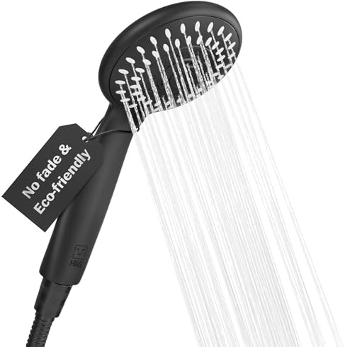 H&S Universal Duschkopf - Duschbrause mit 5 Modi - Brausekopf für Dusche - Handbrause für Dusche verchromt - Duschkopf Hochdruck Druckerhöhend - Shower Head - Schwarz