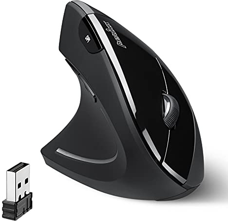 Perixx PERIMICE-713 Ergonomische Linkshänder Maus - Vertikales Design - 2,4GHz - 800/1200/1600 DPI