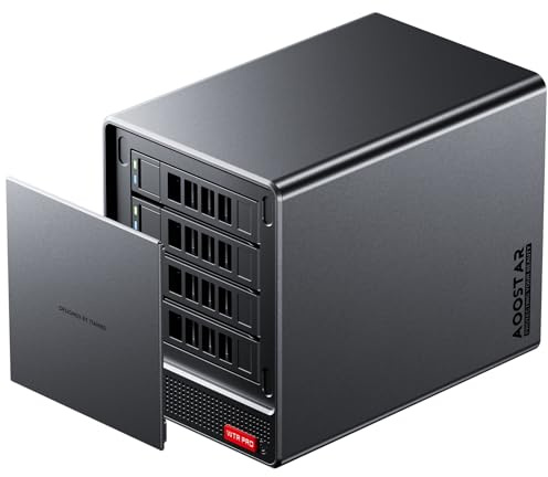 AOOSTAR Ryzen 7 5825U 4 Bay NAS Mini PC, Kein RAM Keine SSD NAS Desktop Computer, 2*M.2 NVMe-Steckplätze, 2,5/3,5 SATA x4-Speicher(bis zu 4x22TB) Keine Festplatte, nur 4 Festplattenrahmen Kein OS