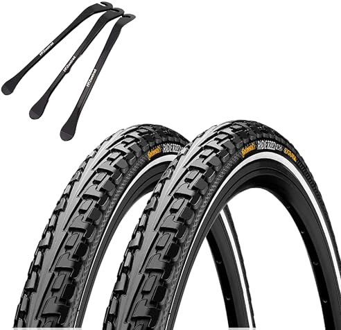 2er Set Continental Fahrradreifen Ride Tour Reflex 28 Zoll (42-622) auswählbar mit Schläuchen + 3 MSZweirad Metall Reifenheber (28 x 1,60, Ohne Schläuche)