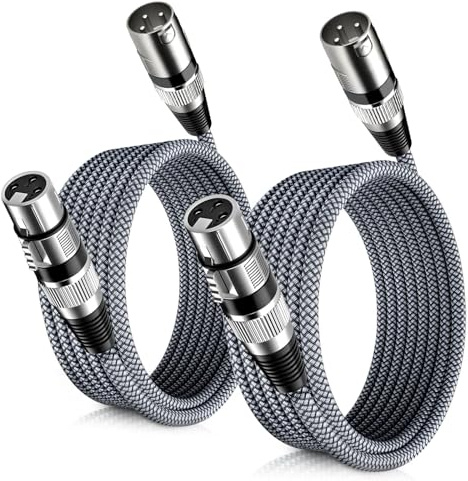 Elebase Mikrofon XLR Kabel 2M 2Pack,XLR Stecker zu Busche Mikrofonkabel,3-Polige Symmetrische Abgeschirmte Mic Kabel für Verstärker,Aufnahmestudio,LautsprechersySteme,Mischpult oder Aktivlautsprecher