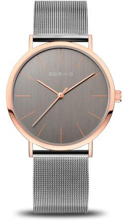 Bering Damen Quarz Uhr | Armbanduhr 36 mm Edelstahlgehäuse und Zifferblatt | Milanaisearmband | Saphierglas | 3 ATM | 13436