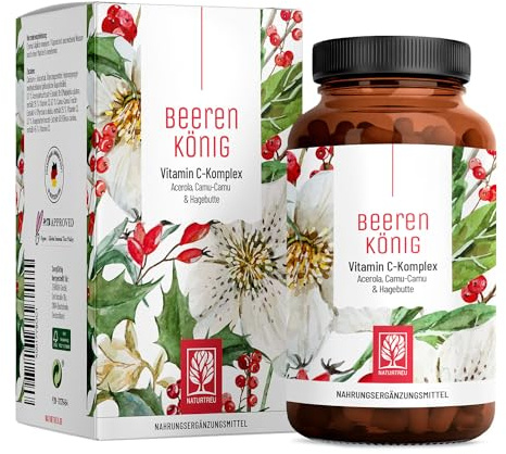 Vitamin C Komplex 180 Kapseln natürliches Vitamin C hochdosiert aus Acerola, Hagebutte & Camu Camu - Natürlich, pflanzlich, vegan und ohne Zusätze - 6 Monatsvorrat