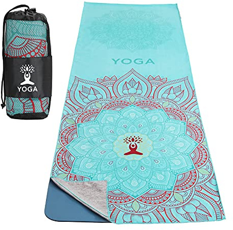 MoKo Yogamatten Handtuch, rutschfest Yoga Handtuch Auflage für Yogamatte Schweißabsorbierend Saugfähig Schnelltrocknend Yogatuch für Pilates Hot Yoga Picknick im Freien - Lotus
