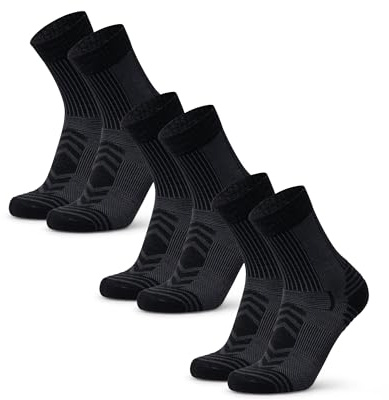 DANISH ENDURANCE Leichte Merino Wolle Wandersocken, Sommer Wollsocken, Unisex, für Herren & Damen, 3 & 5 Paar, Schwarz, 43-47