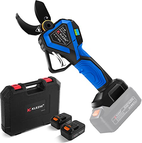 K KLEZHI 42mm Akku Astschere Schnurlose Elektrische Gartenschere mit LED, 2X 2Ah Lithium-Wiederaufladbar Akku, 25.2V Rebschere Baumschere, 6–8 Arbeitsstunden