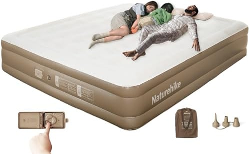 Naturehike Luftmatratze 3 Personen Selbstaufblasend mit Akkupumpe - Aufblasbares Gästebett 200x180x38cm für Camping & Zuhause, Leicht, Bequem und Schnell aufblasbar